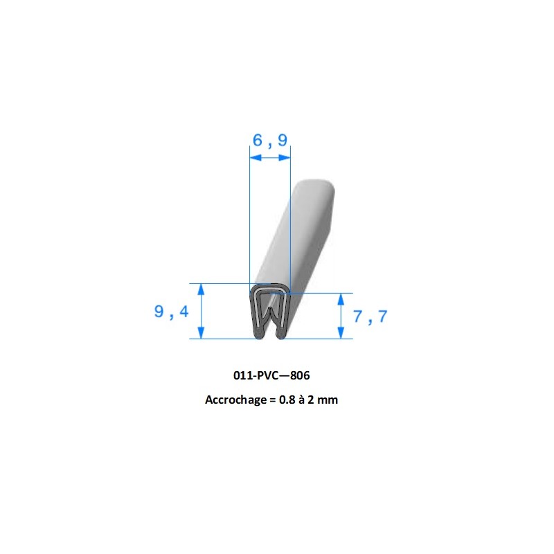 Profil 806 - Joint pince PVC armé noir