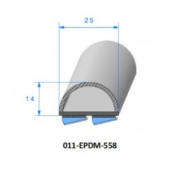 Profil 558 - Joint caoutchouc EPDM bi-composant avec semelle adhésive +  bourrelet en EPDM cellulaire